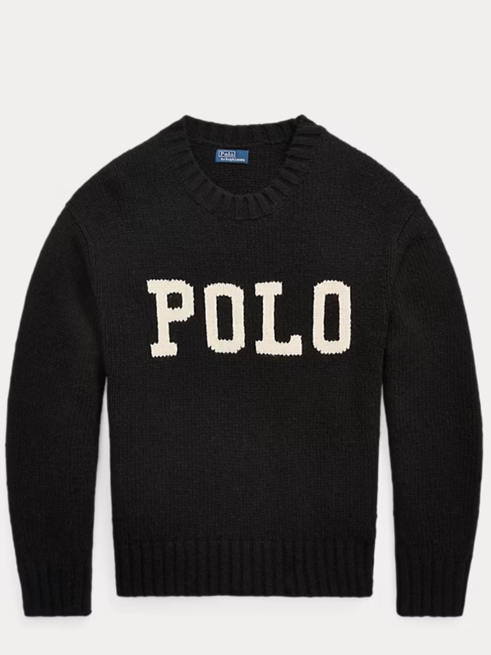 Polo Ralph Lauren Women’s Cotton Spell Out Logo Crewneck Sweater Sz M Black NWT
